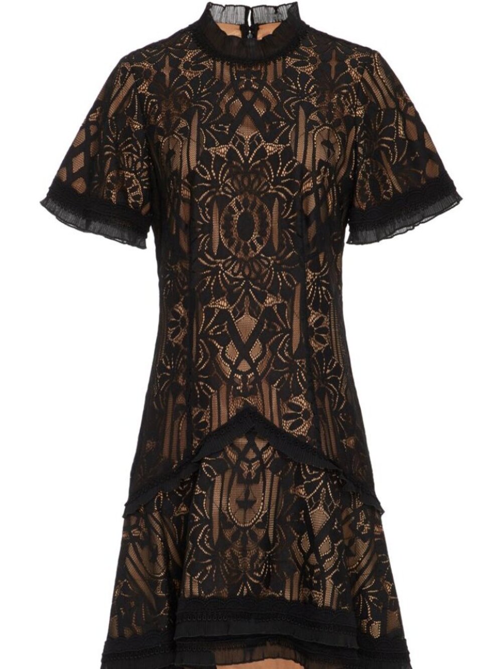 Jonathan Simkhai Mixed Lace Mini Dress - Black, Size 6